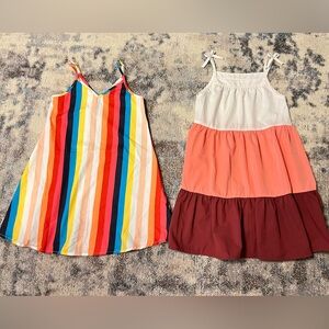 SHEIN Multicolor Striped and Tiered Kids Dresses